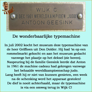 716509 Tentoonstellingspaneeltje 'De wonderbaarlijke typemachine', uit de kleine tentoonstelling ‘Anton Geesink 75 ...